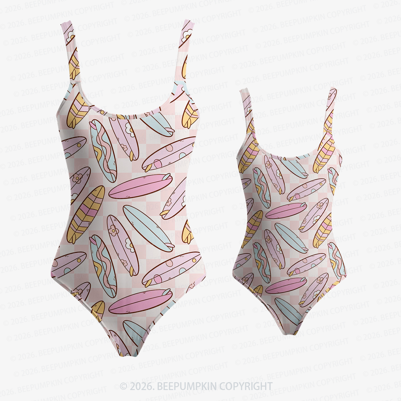 Pastel Surfboard Mom&Me Halter Tie Swimsuit