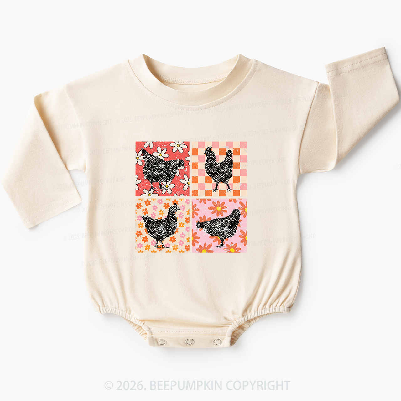 Chickens Farm Animals Baby Bubble Romper