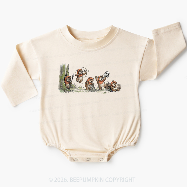 Vintage Galaxy Cute Bear Baby Bubble Romper