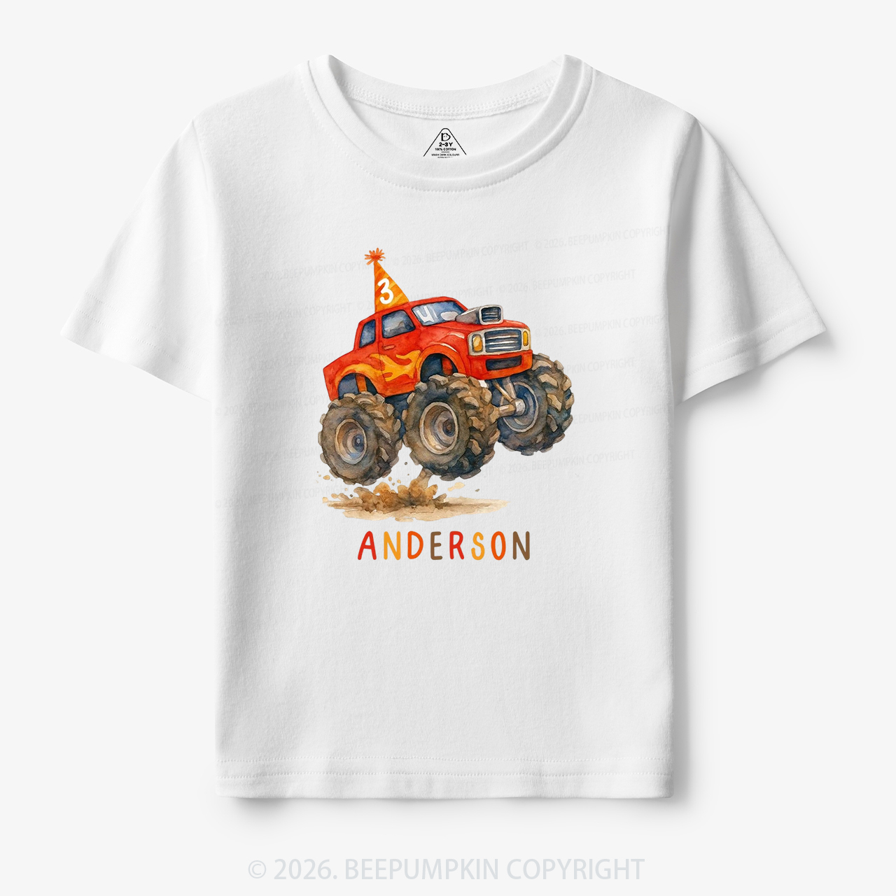 Personalized Monster Truck Birthday Toddler&Kid's Tees