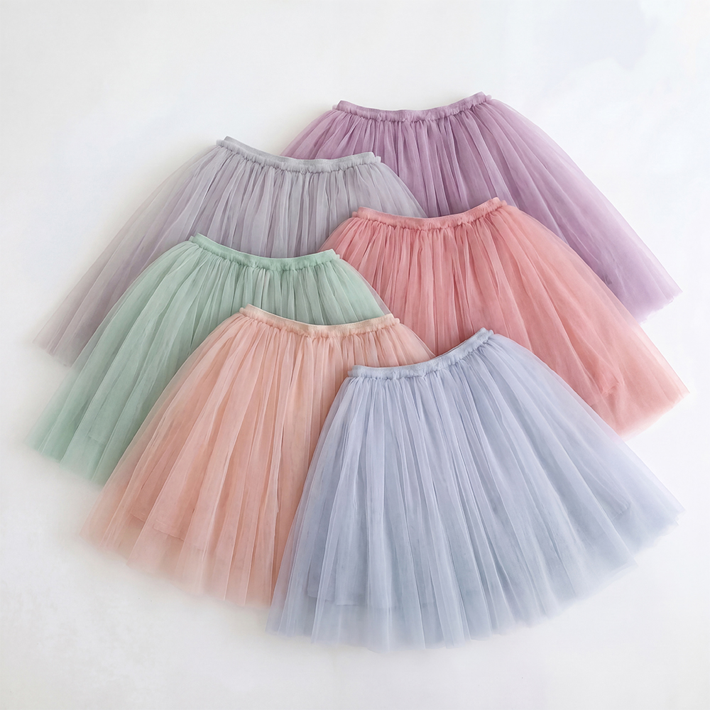 6 Colors Summer Mesh Girl Short Skirt For Toddler Kids 