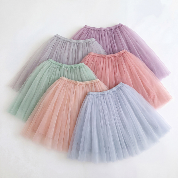 6 Colors Summer Mesh Girl Short Skirt For Toddler Kids 