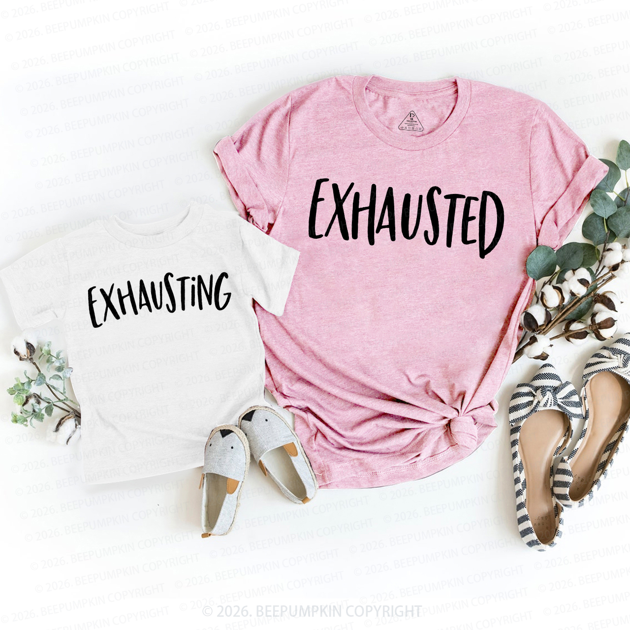 Exhausted & Exhausting Mom&Me Matching T-Shirts