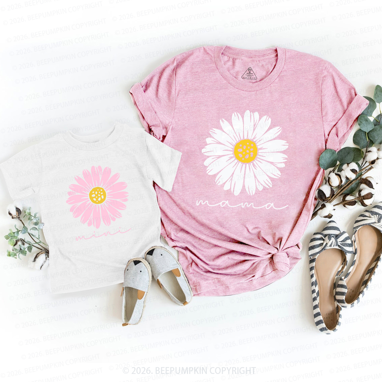 Floral Daisy Mommy And Me Mom&Me Matching T-Shirts