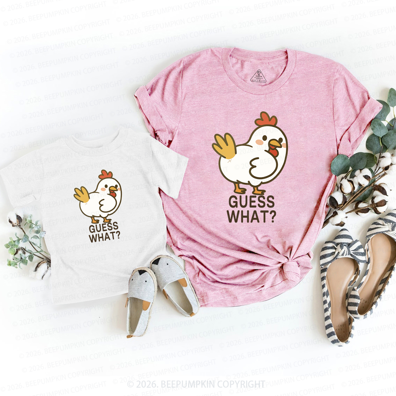 Guess What Chicken Funny Butt Joke Family Matching T-Shirts