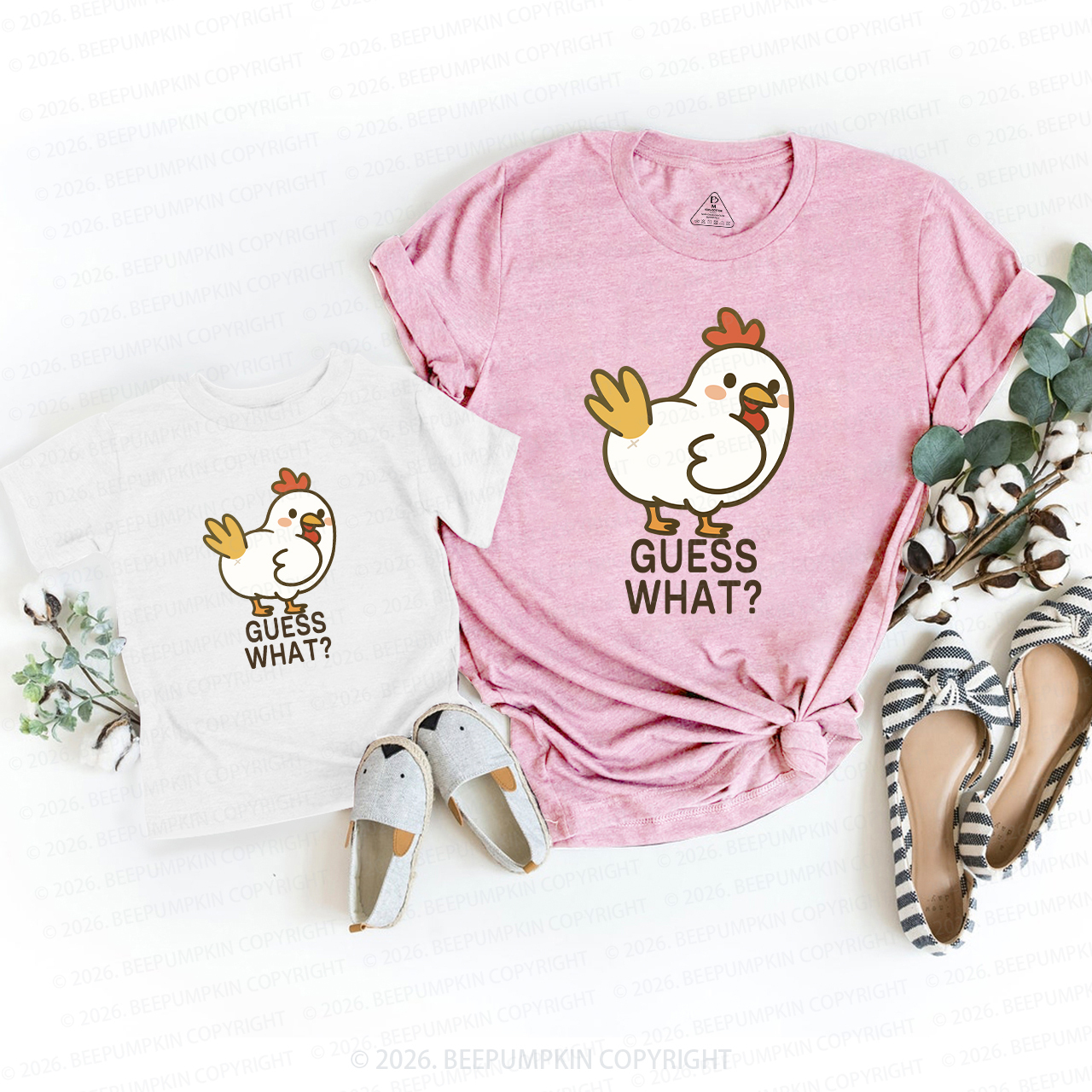 Guess What Chicken Funny Butt Joke Family Matching T-Shirts