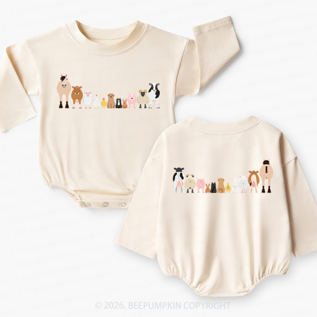 Cute Farm Animals Baby Bubble Romper