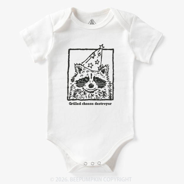 Vintage Raccoon Funny Grilled Cheese Destroyer Bodysuit