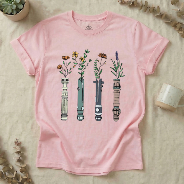 Floral Lightsaber Galaxy T-Shirts