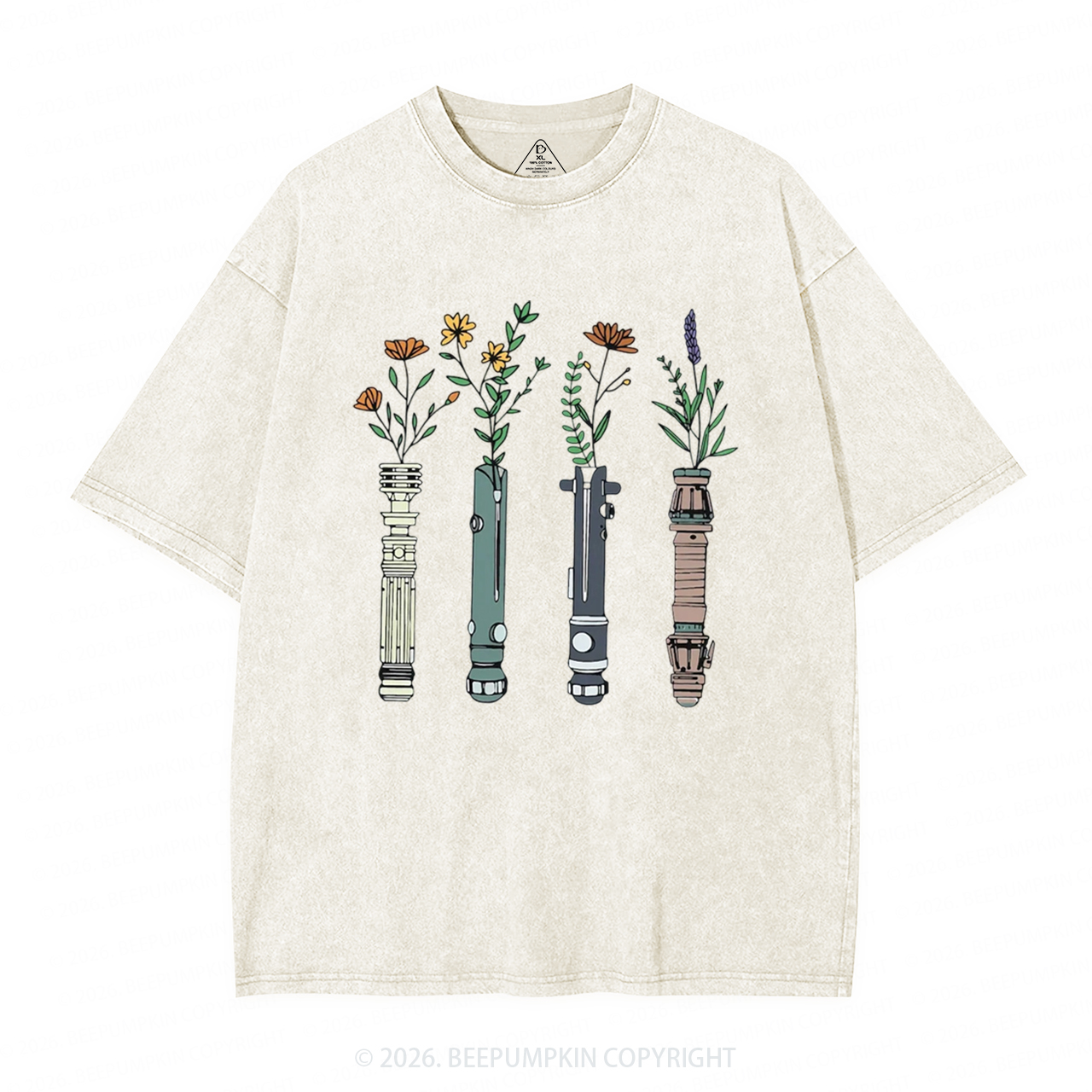 Floral Lightsaber Galaxy Washed T-Shirts