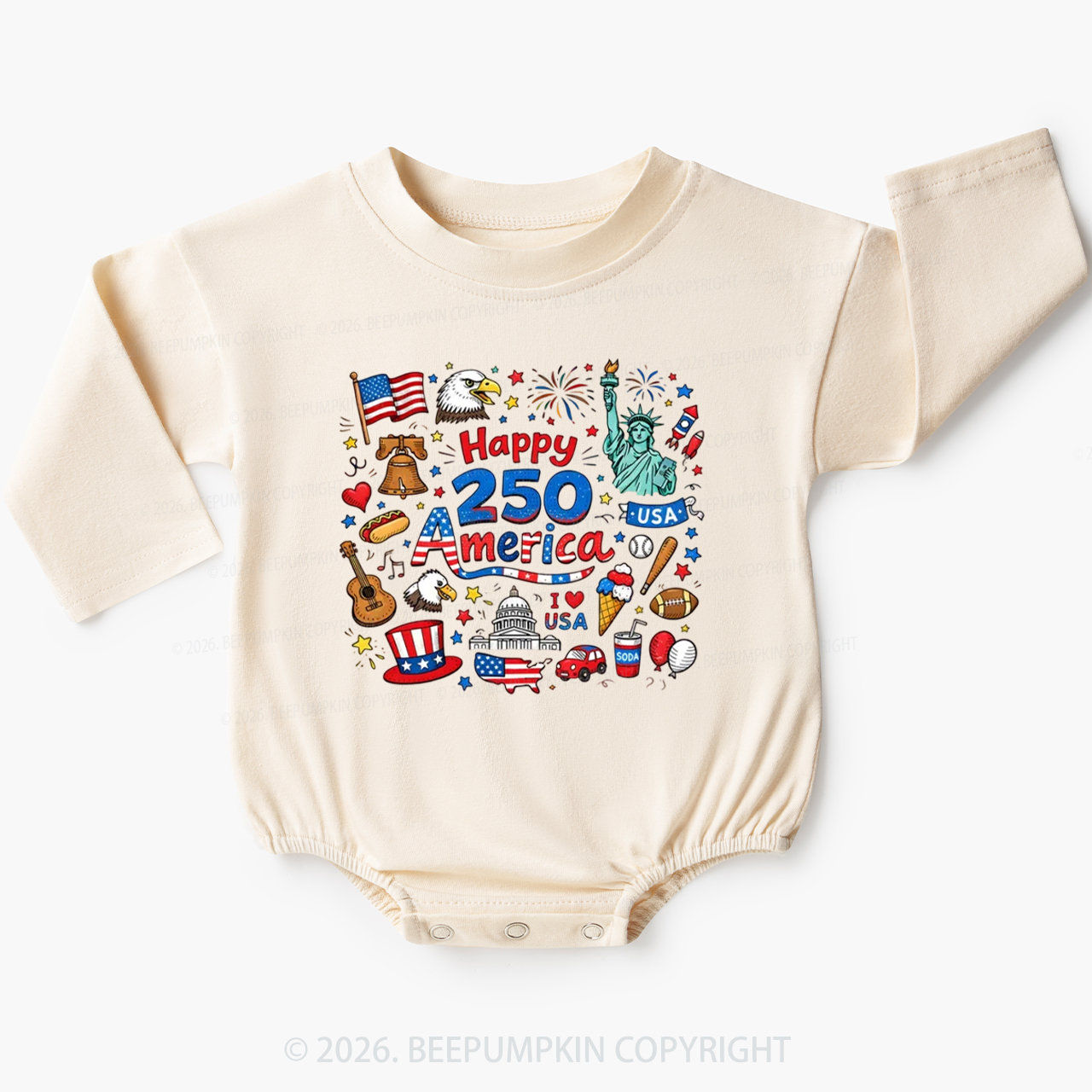 Happy 250 America Baby Bubble Romper