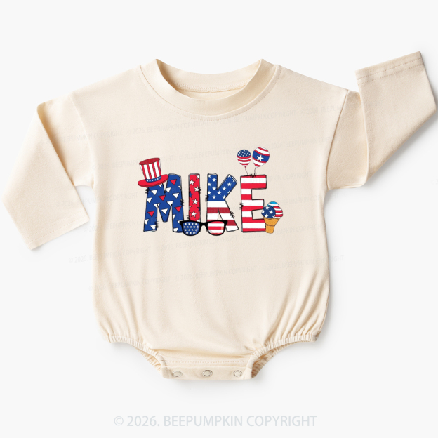 Personalized 4th Of July USA Patriotic Baby Bubble Romper