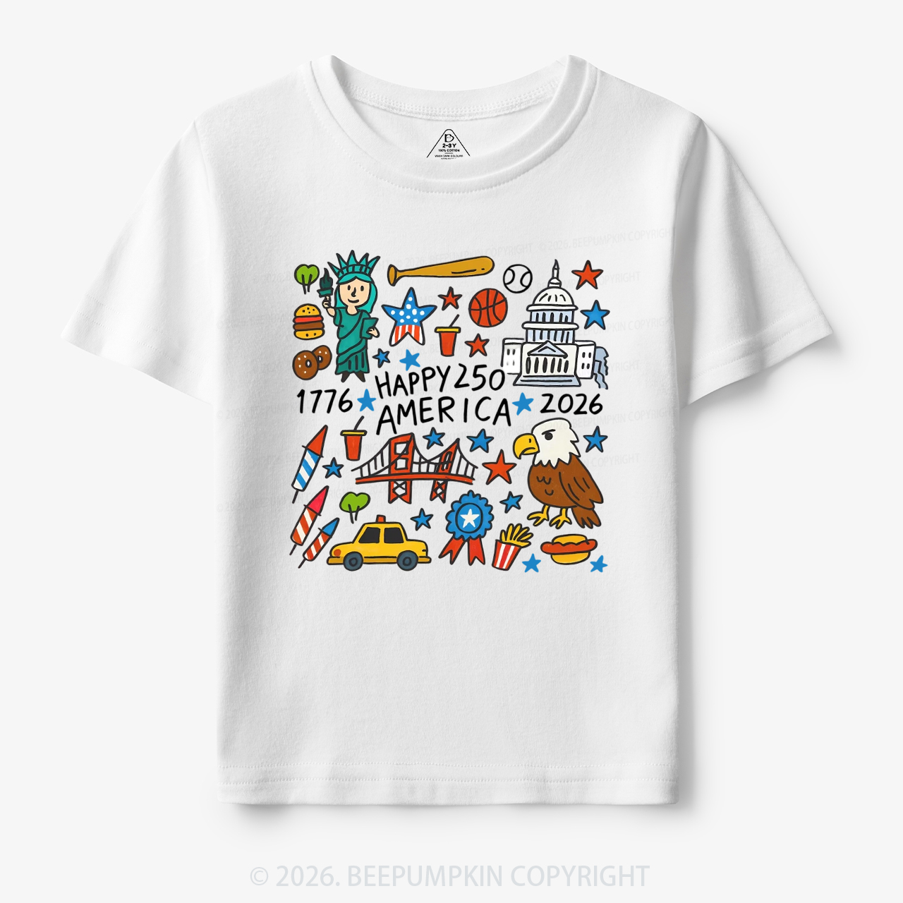 Happy 250 America 1776-2026 Toddler&Kid's Tees