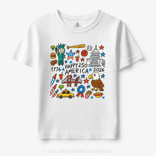 Happy 250 America 1776-2026 Toddler&Kid's Tees