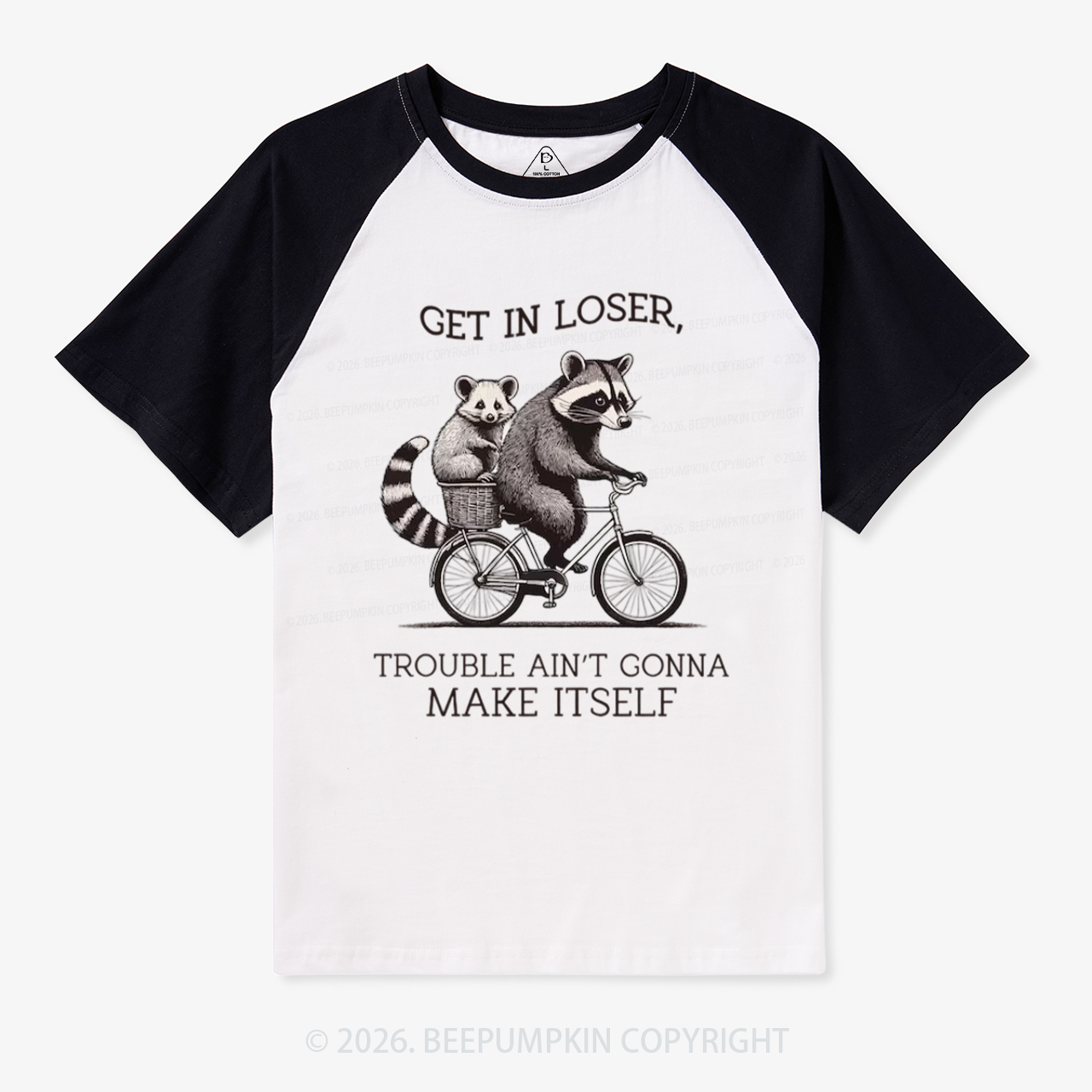 Get In Loser Retro Adult Retro Raglan T-shirt