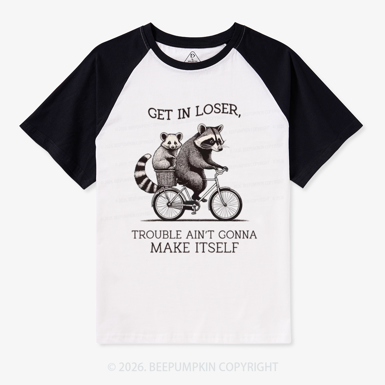 Get In Loser Retro Adult Retro Raglan T-shirt