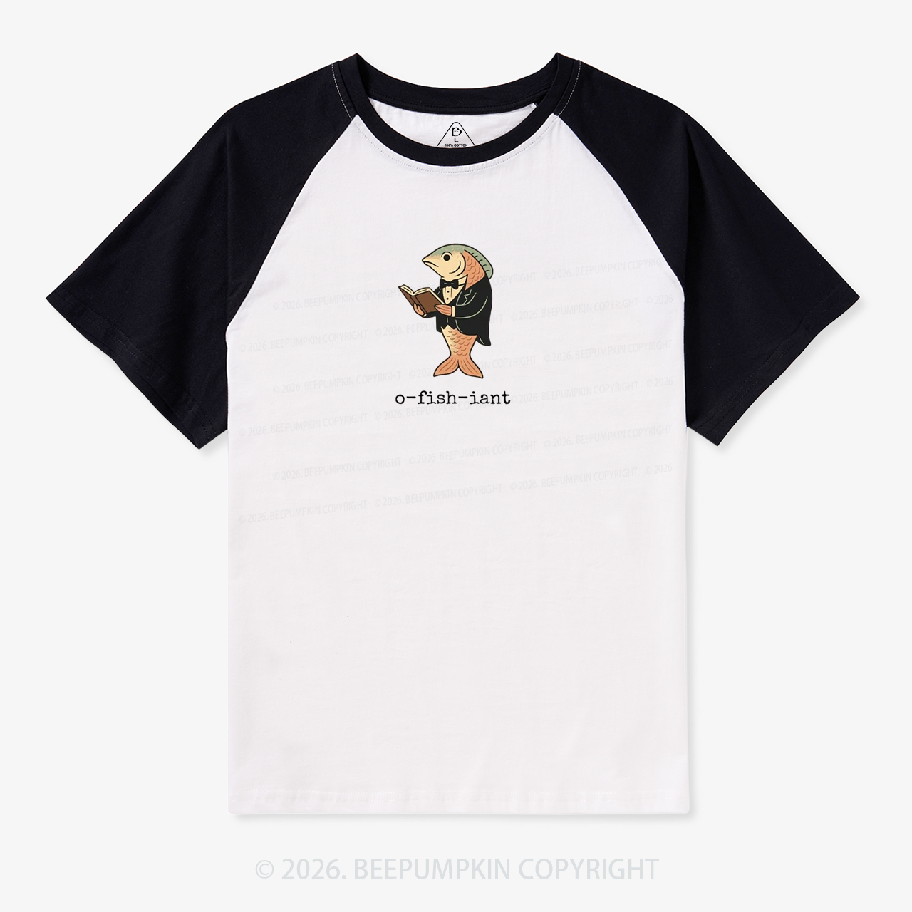 Fisherman O-fish-iant Retro Raglan T-shirt