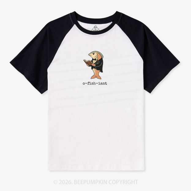 Fisherman O-fish-iant Retro Raglan T-shirt