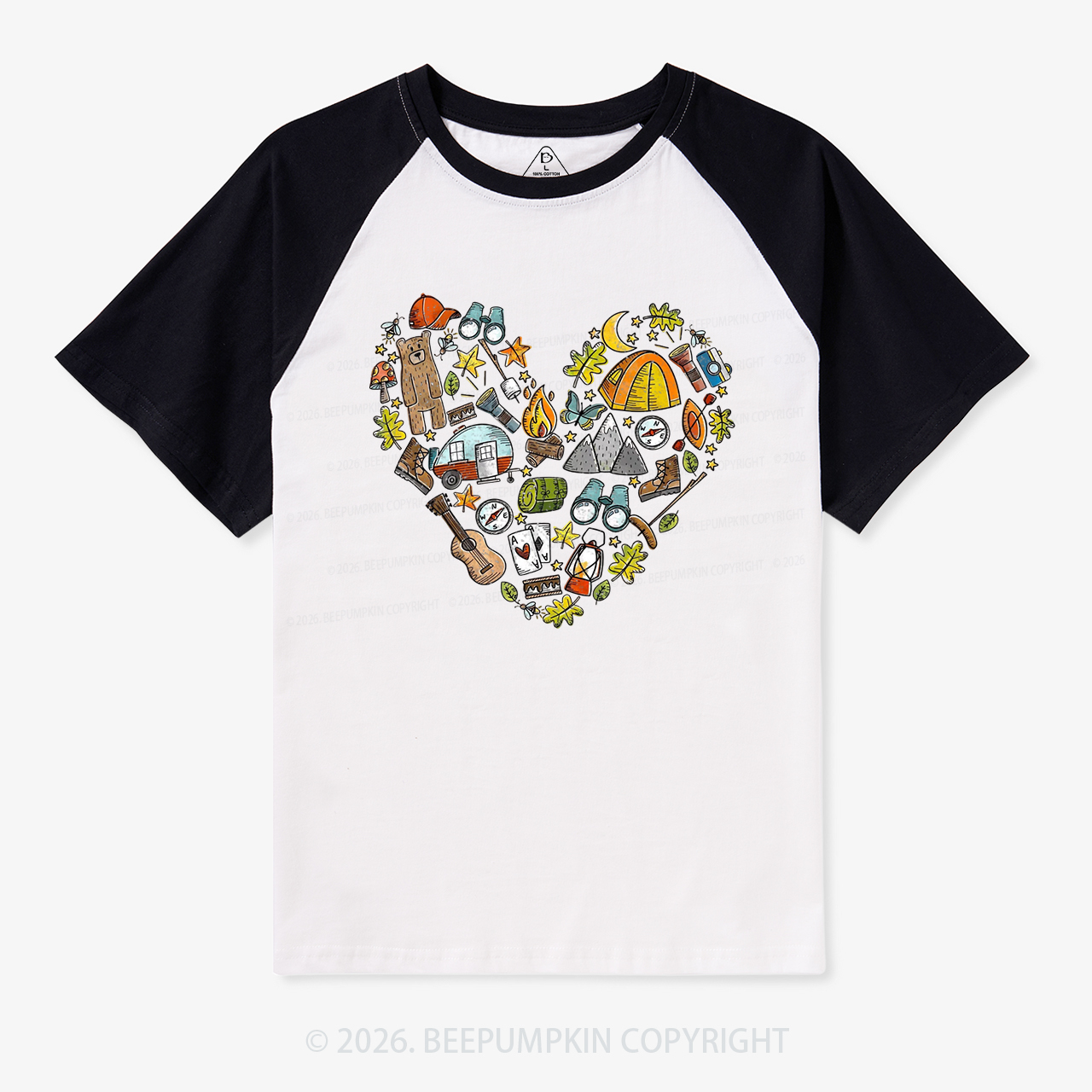 Love Camping Retro Raglan T-shirt