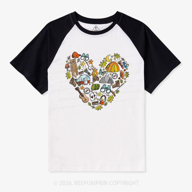 Love Camping Retro Raglan T-shirt