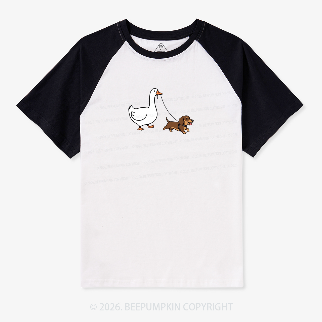 Silly Goose Walking Dachshund Dog Retro Raglan T-shirt
