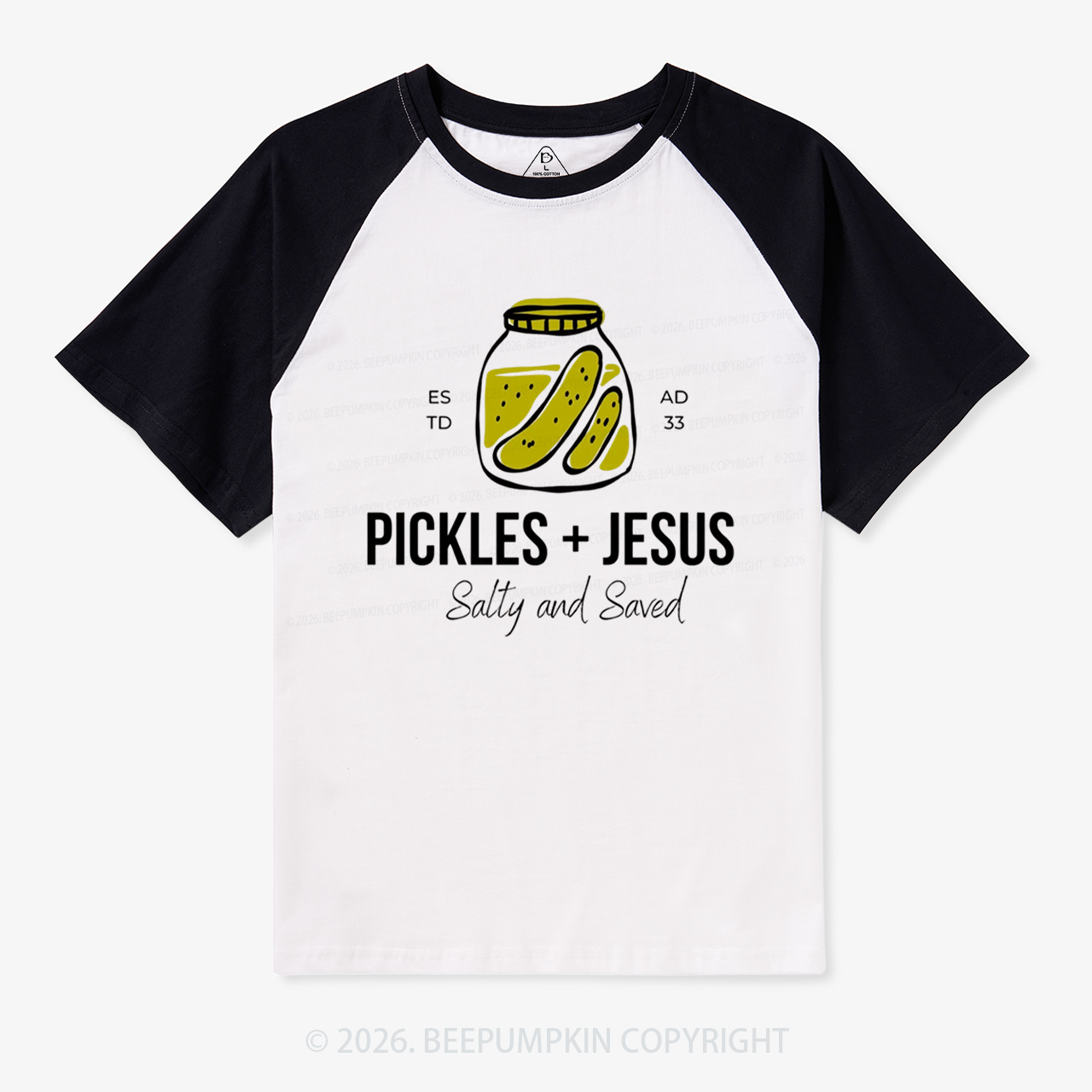 Pickles and Jesus Salty and Saved Vintage Raglan T-shirt