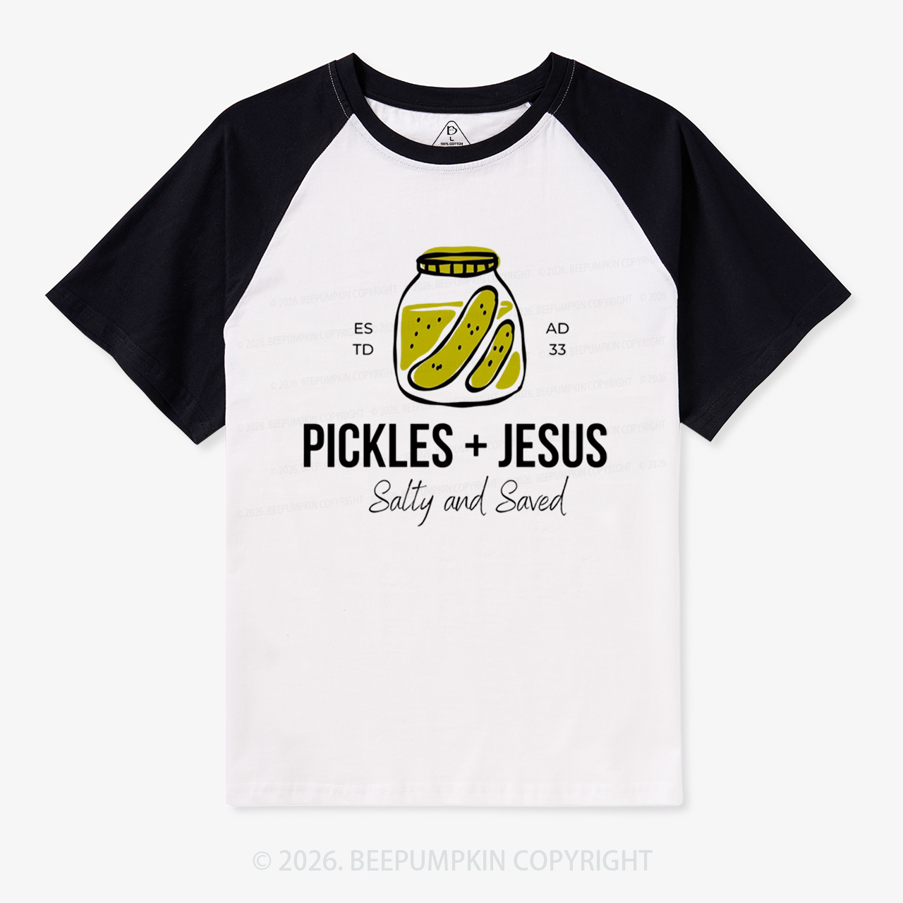 Pickles and Jesus Salty and Saved Vintage Raglan T-shirt