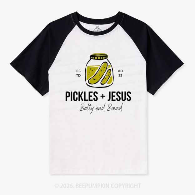 Pickles and Jesus Salty and Saved Vintage Raglan T-shirt