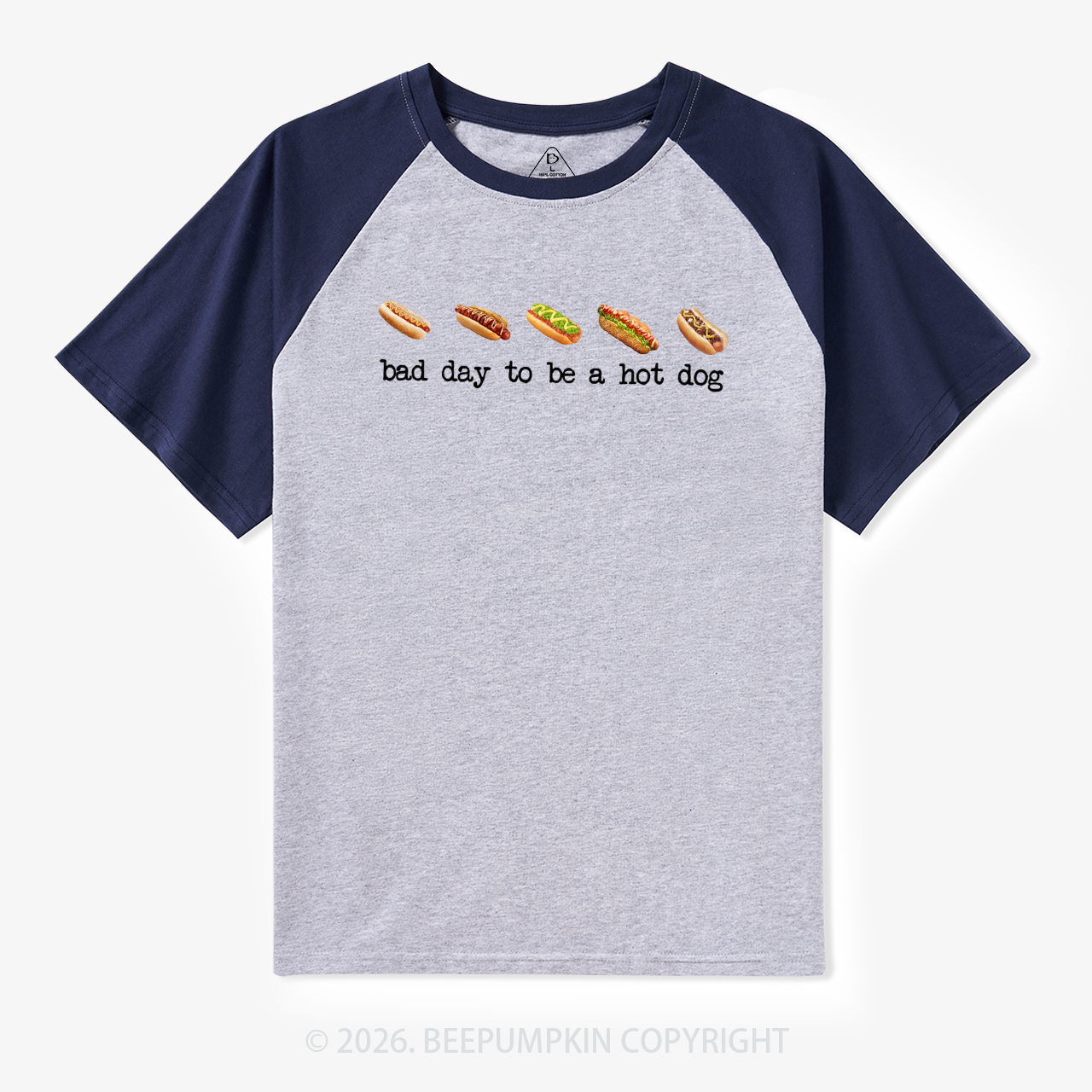 Bad Day to Be a Hotdog Funny Retro Raglan T-shirt