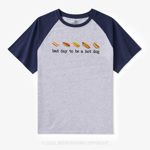 Bad Day to Be a Hotdog Funny Retro Raglan T-shirt