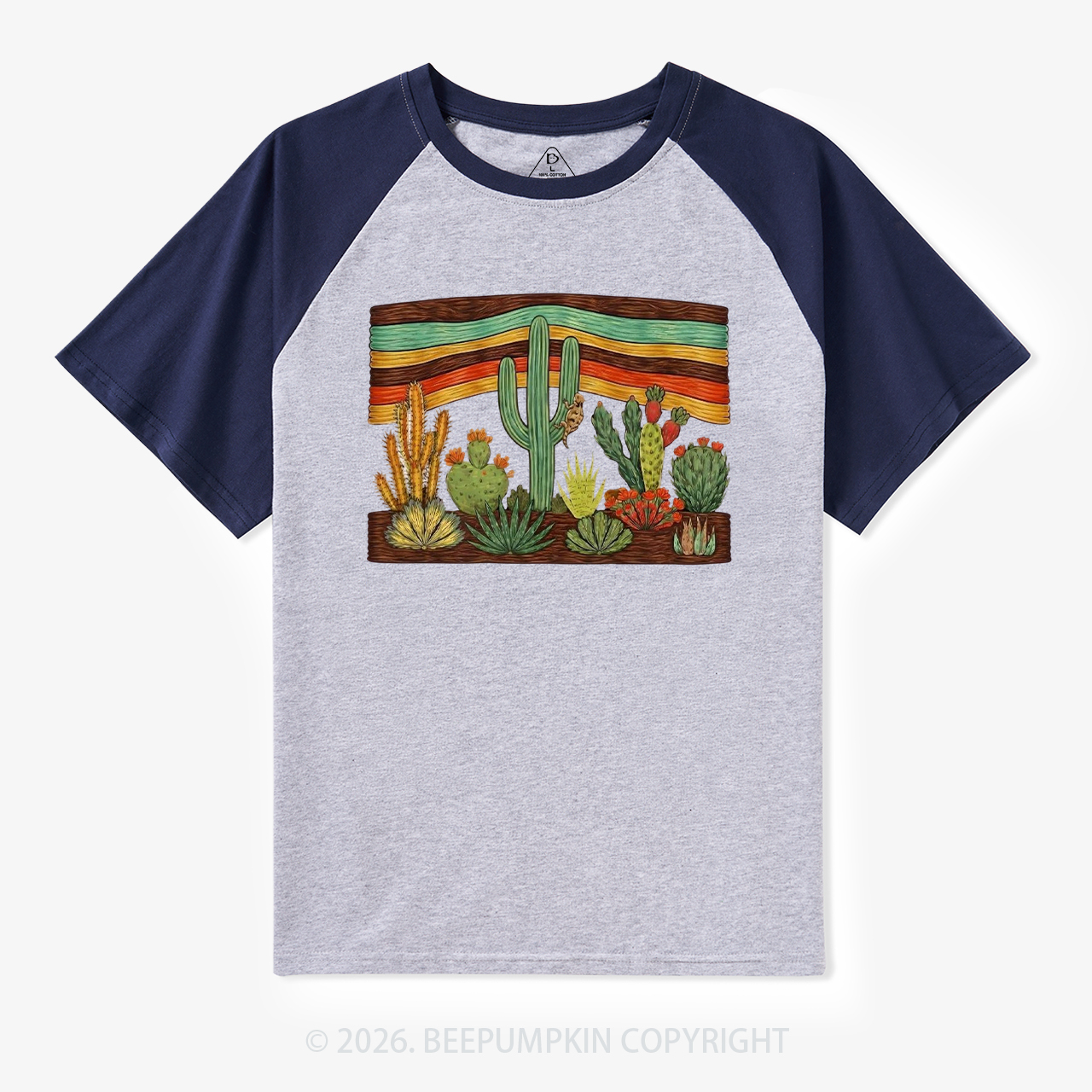 Desert Cactus Retro Raglan T-shirt