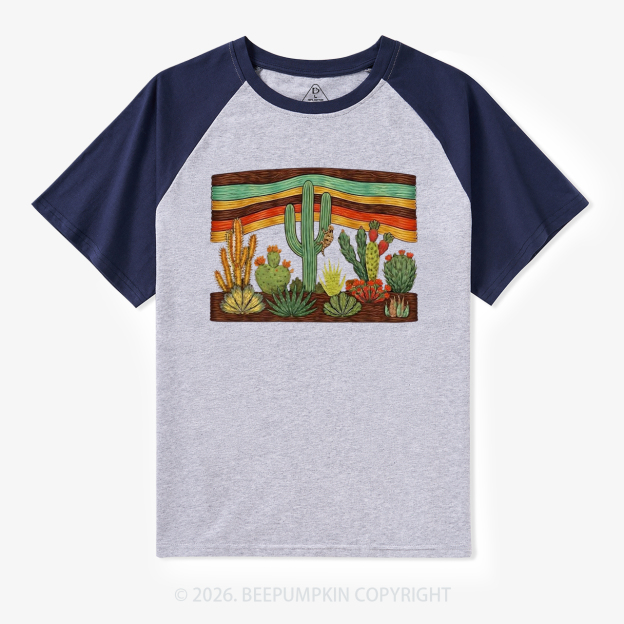 Desert Cactus Retro Raglan T-shirt