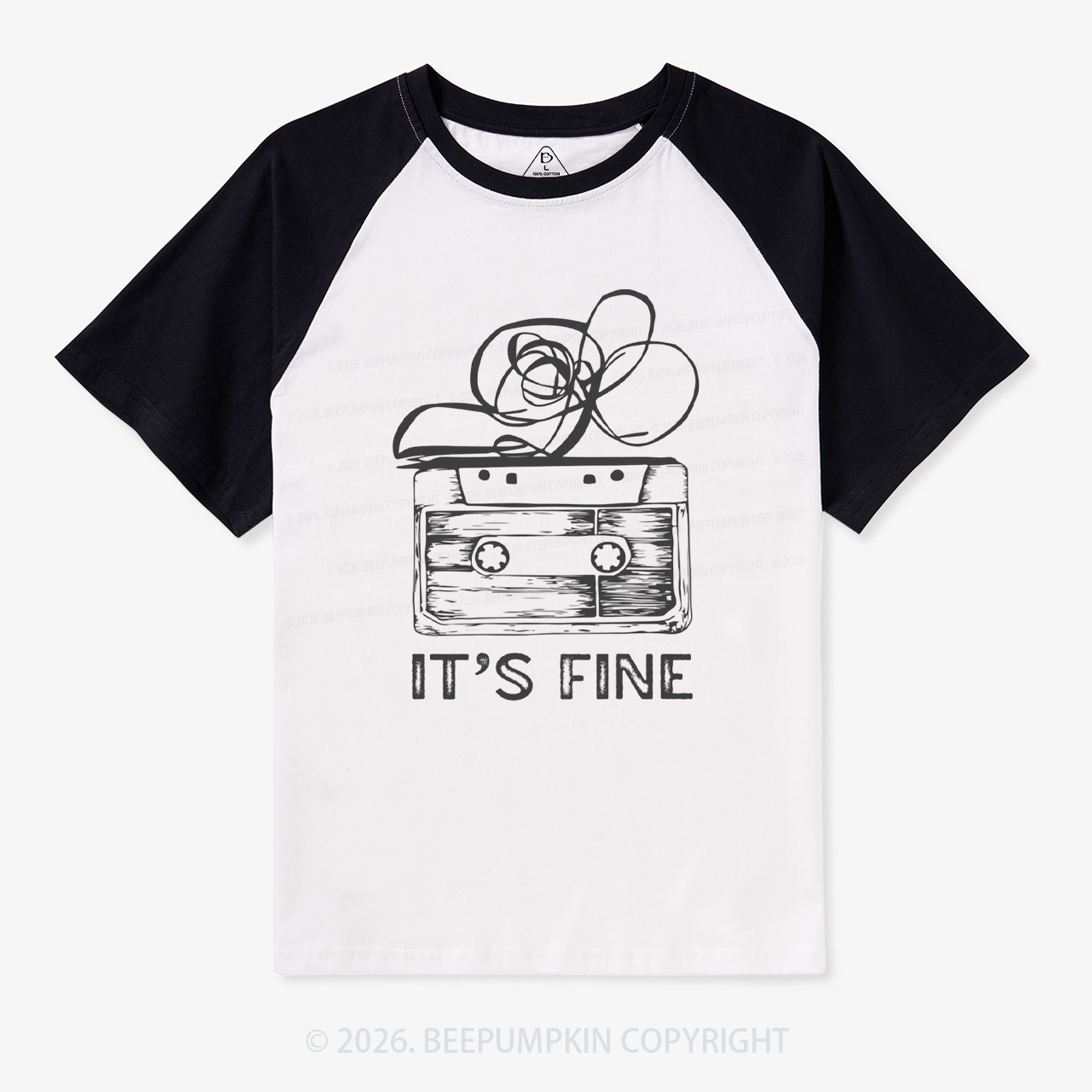 Retro Cassette Tape Raglan T-shirt