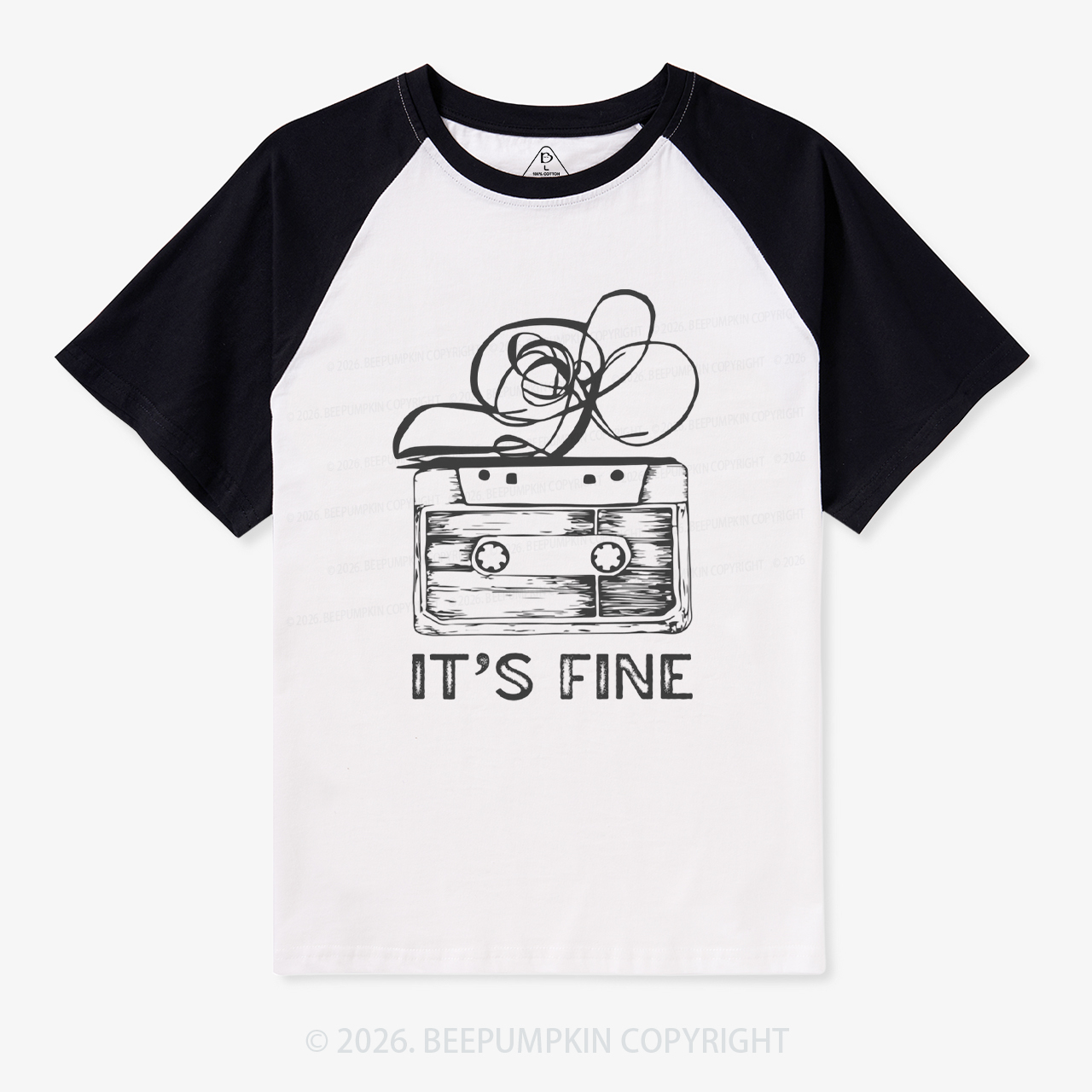 Retro Cassette Tape Raglan T-shirt