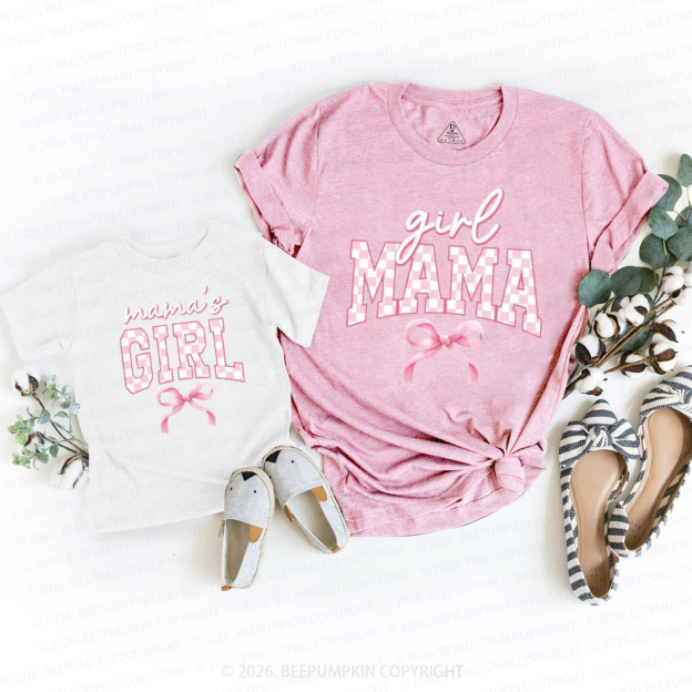 Pink Bow Girl Mama and Mama’s Girl Mom&Me Matching T-Shirts