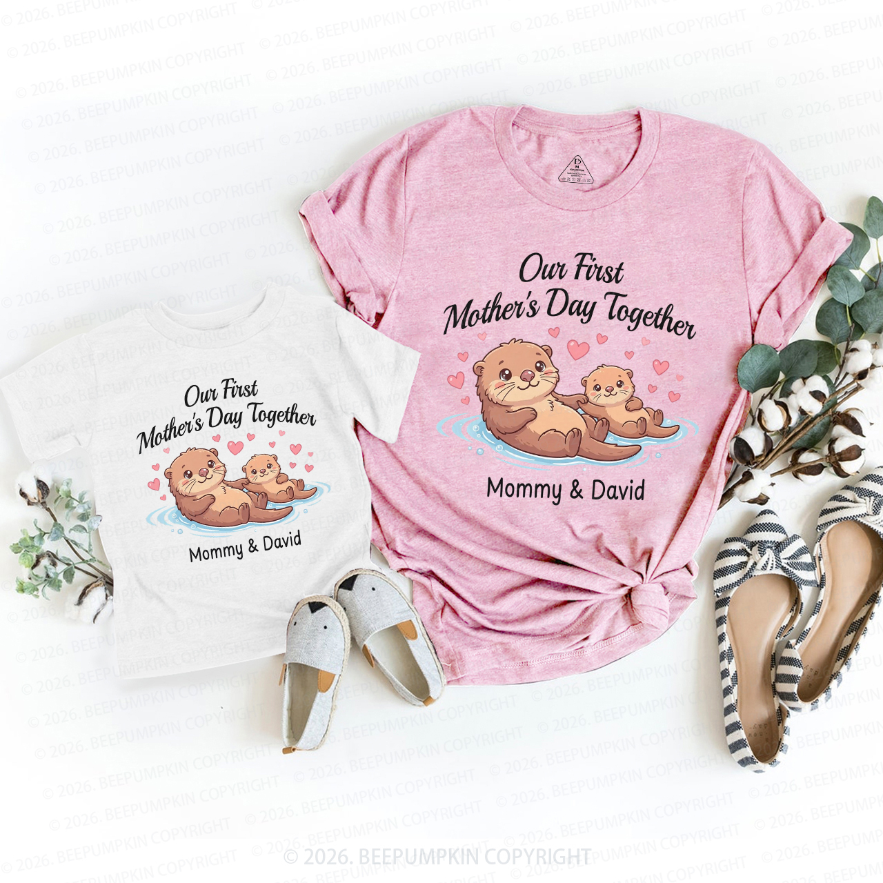 Personalized Our First Mother’s Day Otter Mom&Me Matching T-Shirts
