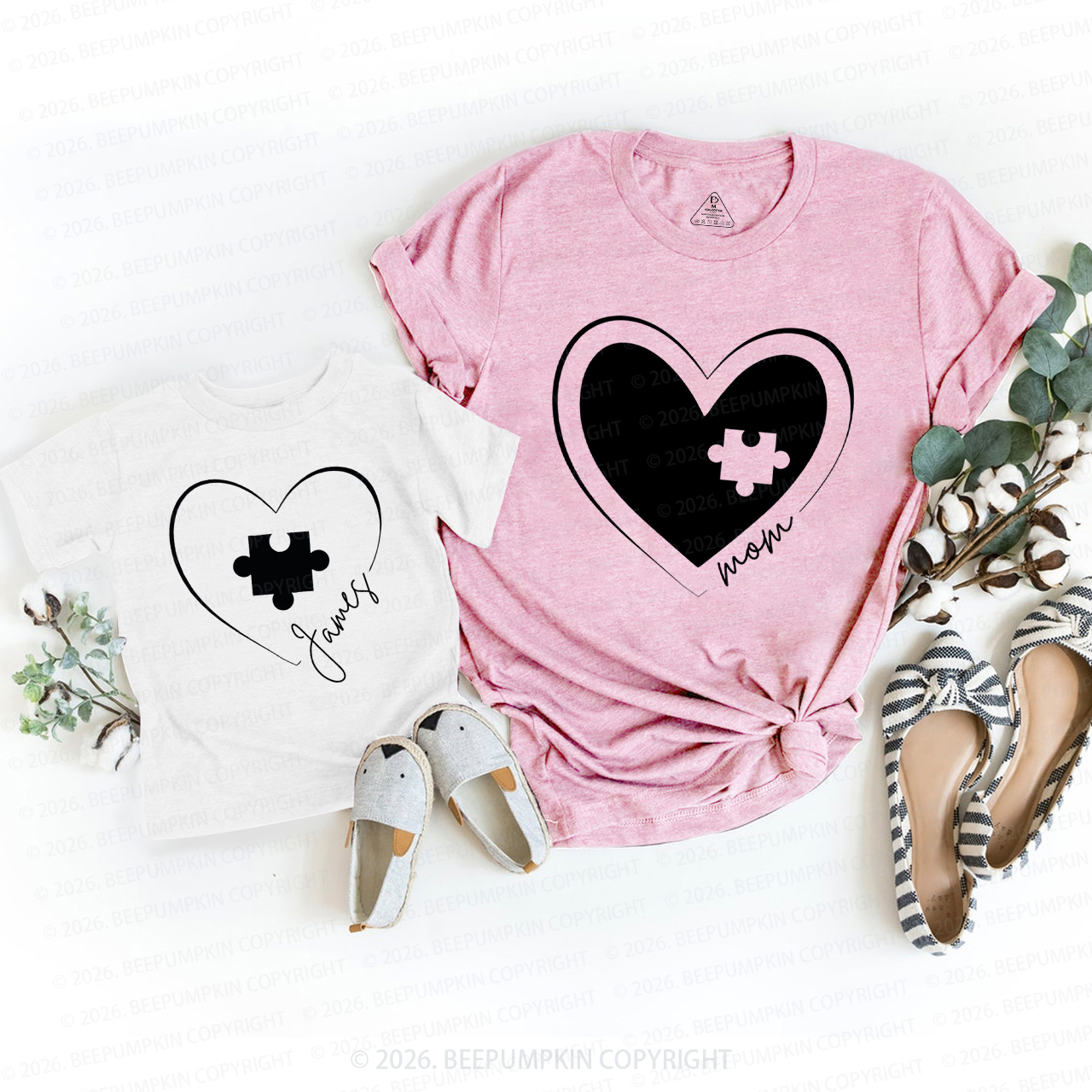 Heart Puzzle and Missing Piece Mom&Me Matching T-Shirts