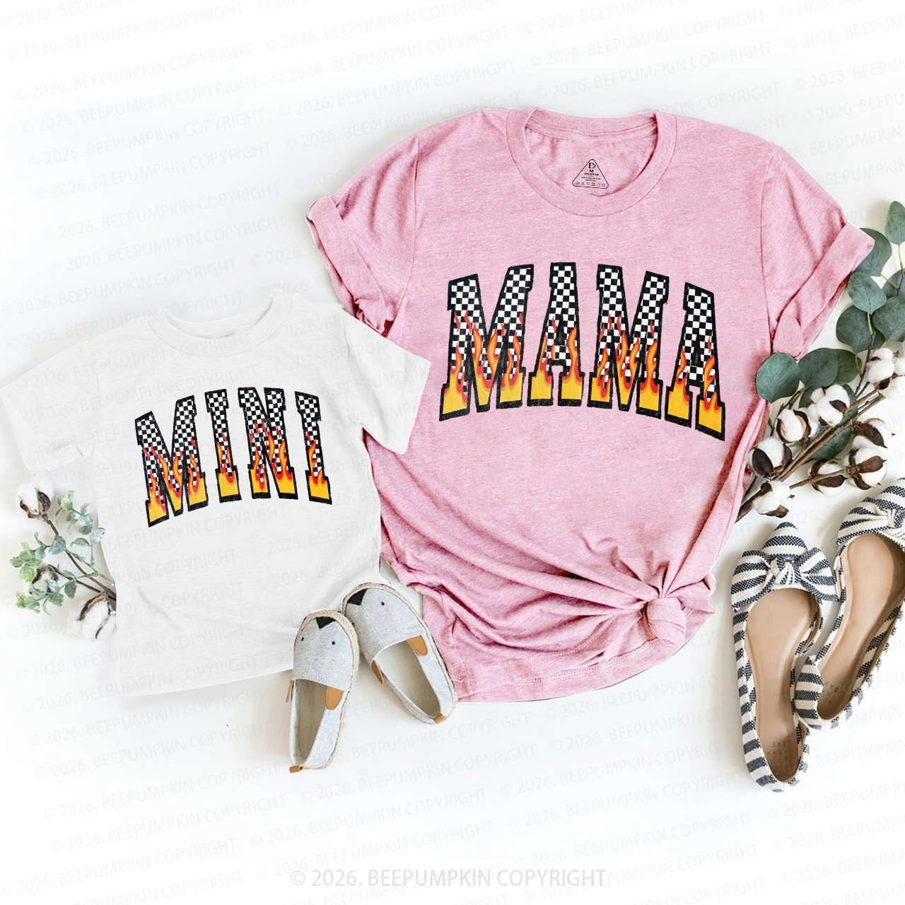Retro Mama Mini Flame Mom&Me Matching T-Shirts