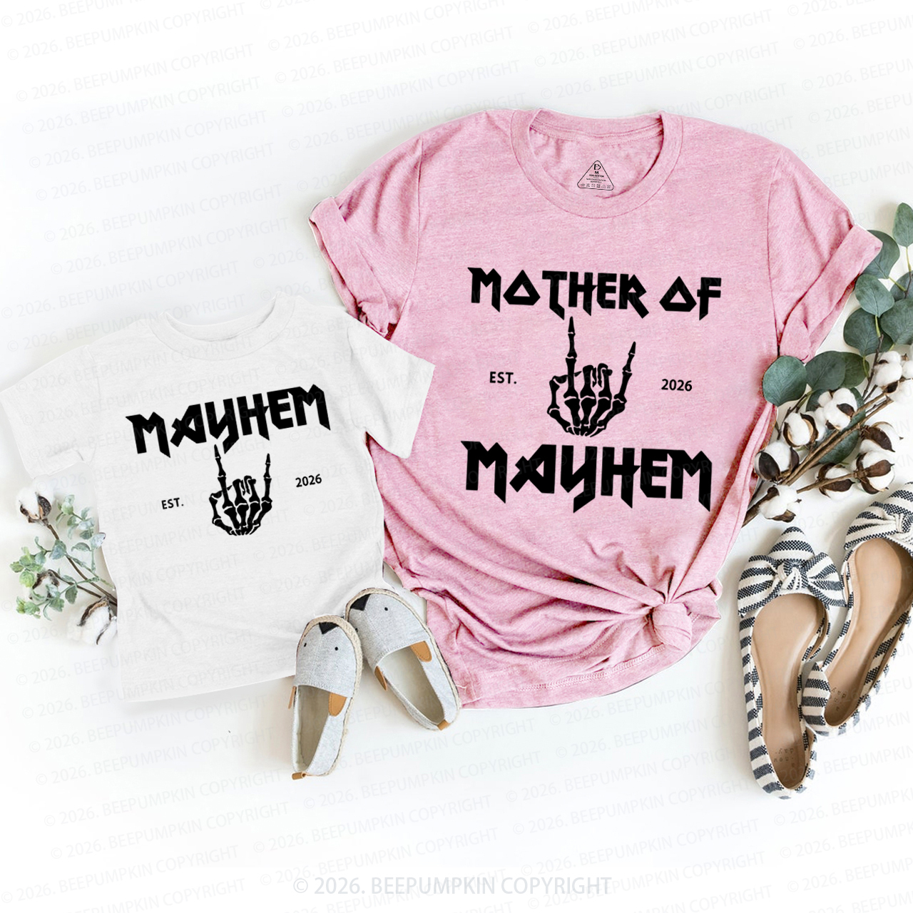 Personalized Mother of Mayhem Alt Rocker Mom&Me Matching T-Shirts