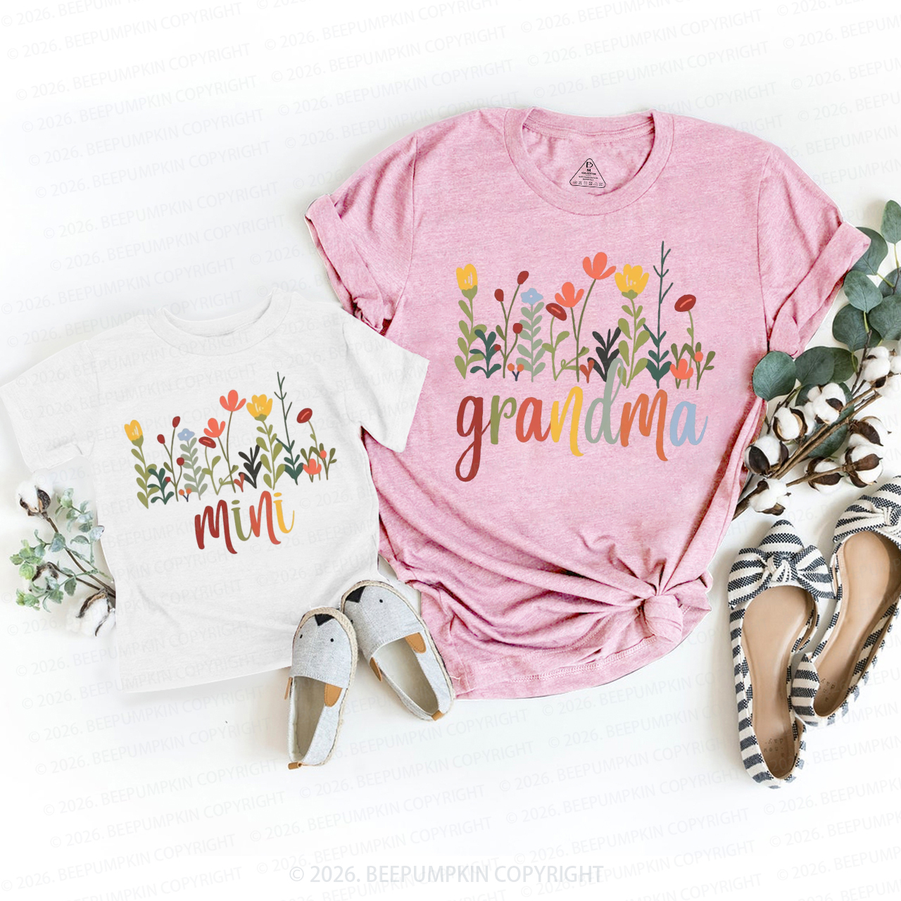 Personalized Floral Mother's Day Gift Mom&Me Matching T-Shirts