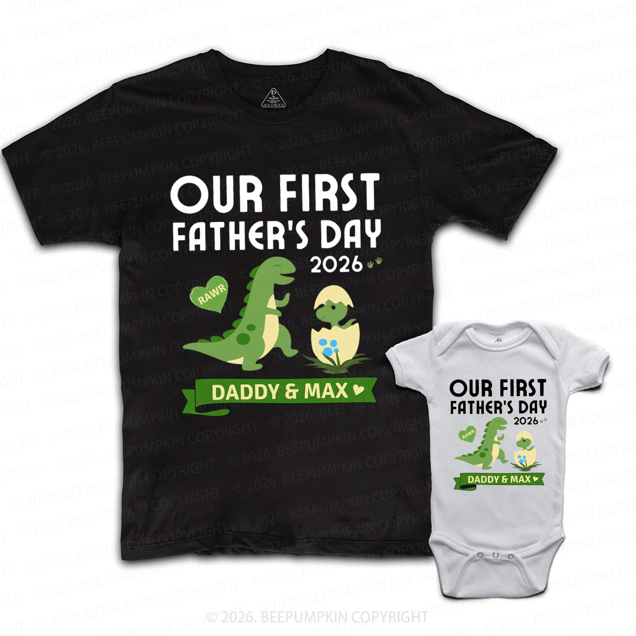 Personalized Our First Fathers Day Dinosaur Dad&Me Matching Shirts