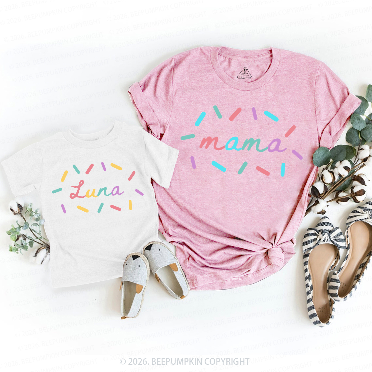 Personalized Sprinkles Donut Theme Family Matching T-Shirts