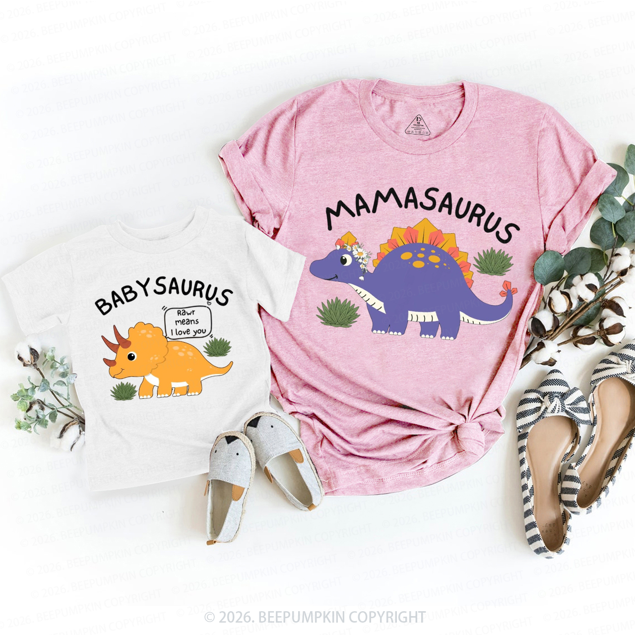 Personalized Cute Dinosaur Family Matching T-Shirts