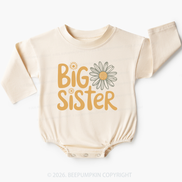 Big Sister Daisy Boho Flower Baby Bubble Romper