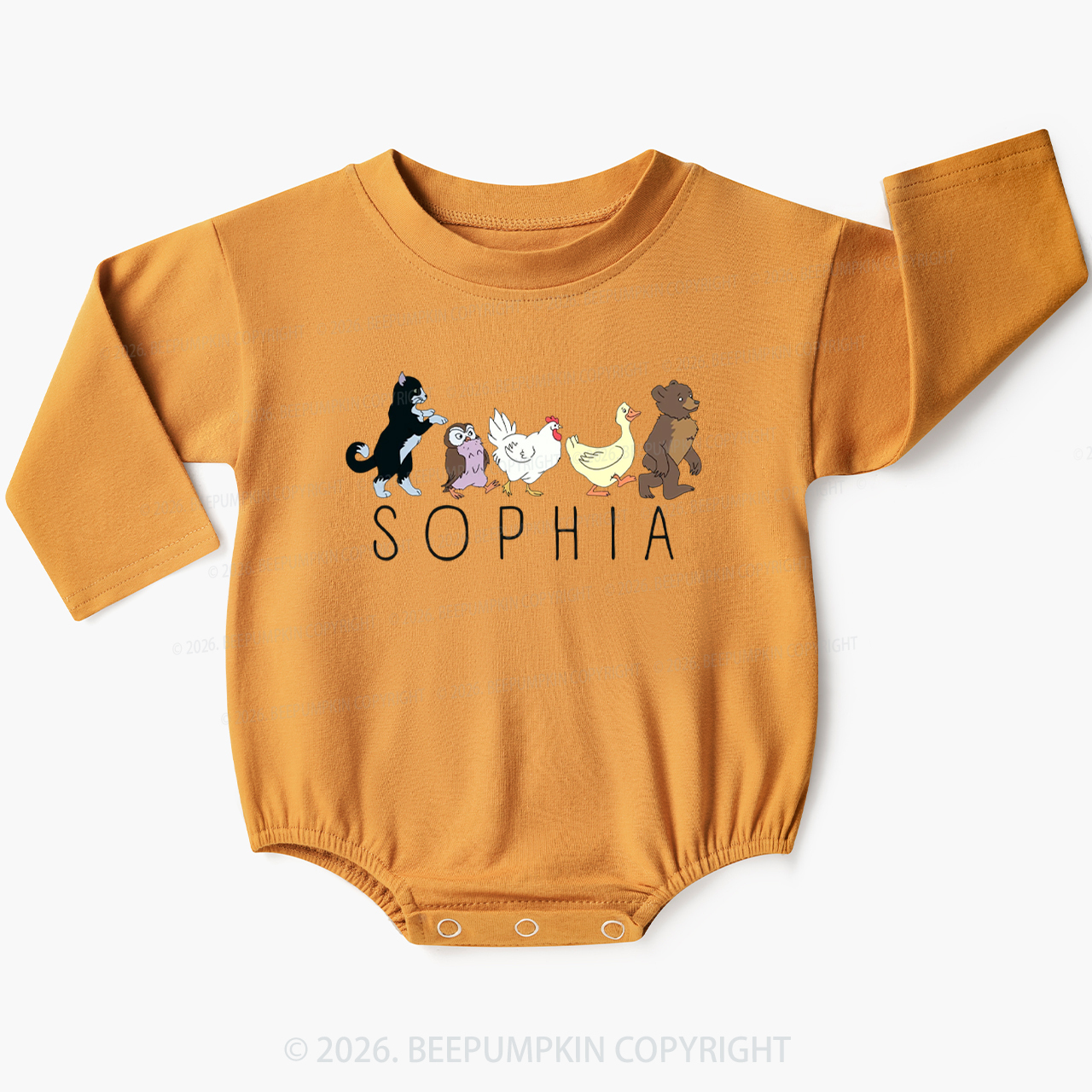 Personalized Cute Animal Friends Baby Bubble Romper