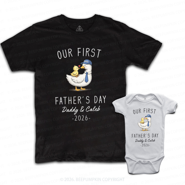 Personalized Our First Fathers Day Goose Dad&Me Matching Shirts