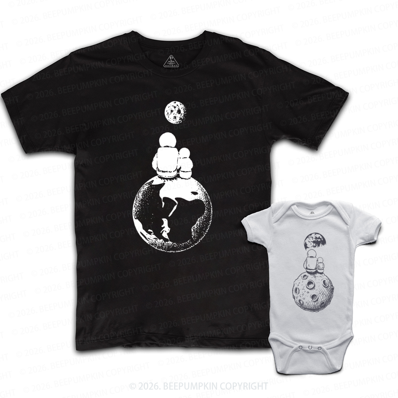 Moon and Astronaut Space Dad&Me Matching Shirts