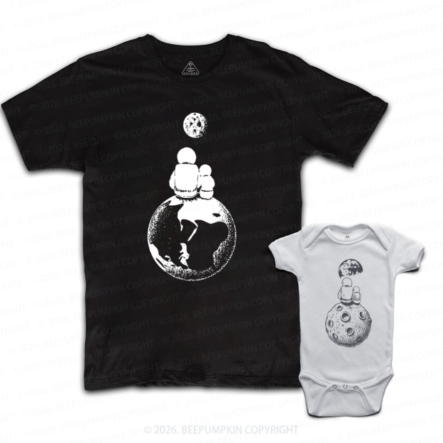 Moon and Astronaut Space Dad&Me Matching Shirts