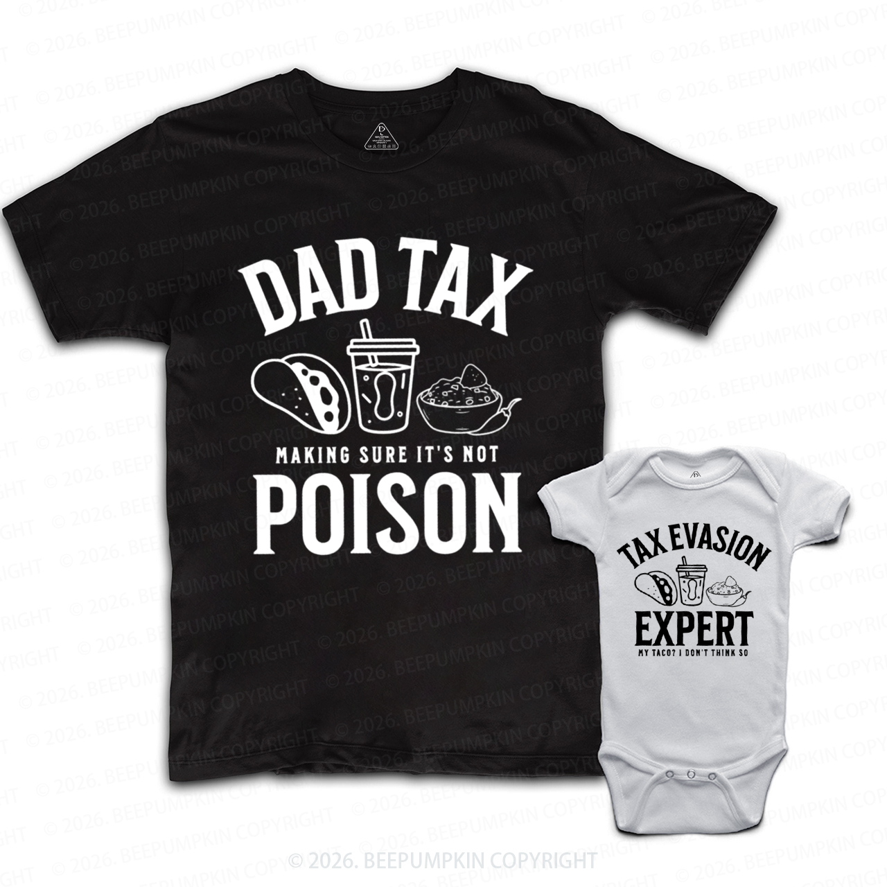 Dad Tax Funny Taco Dad&Me Matching Shirts