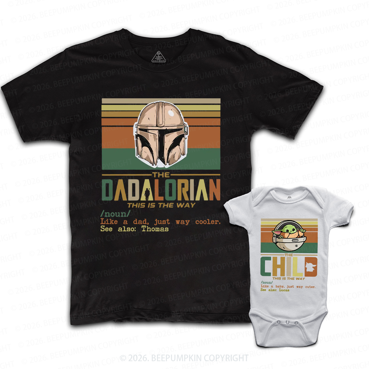 Personalized Cosmic Protector and Little Sidekick Dad&Me Matching Shirts